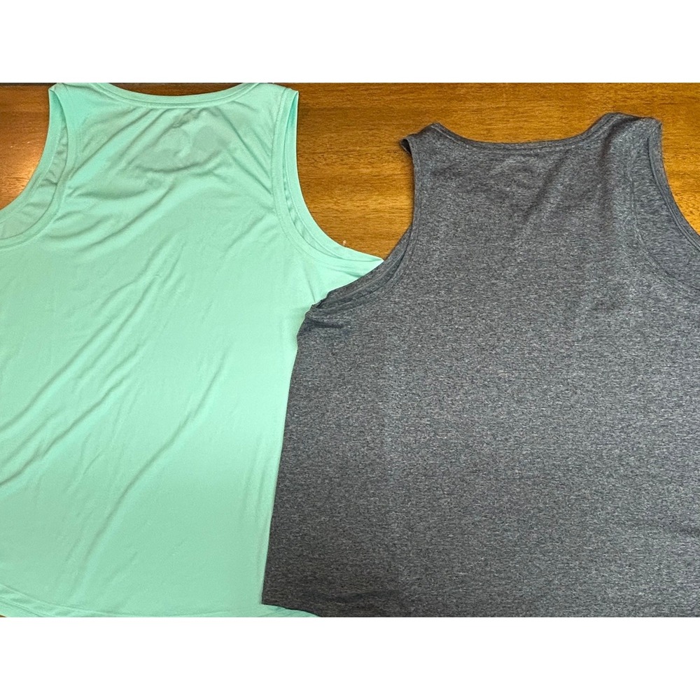 Lot of 2 Tek Gear Dry Tek Womens 2X Active Tank Top Mint Green Charcoal Grey